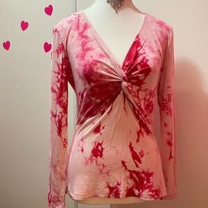 Y2K Zokai Pink Tie Dye Twist Front Top